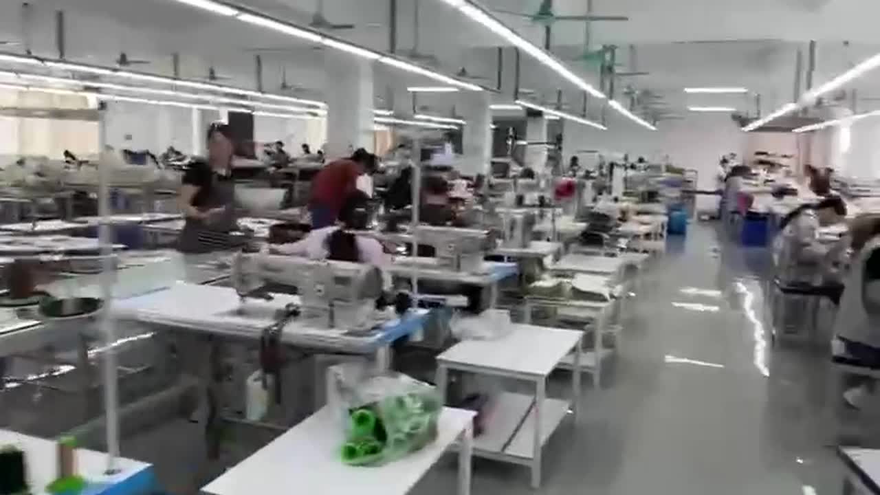Handbag sewing workshop at LINJIN Manufacturing in Guangzhou